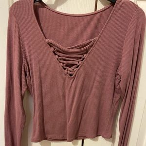 Pink v neck top